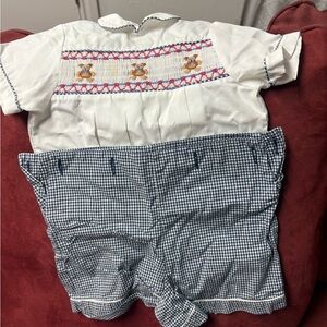 Kids White and Blue Checkered Matching Set